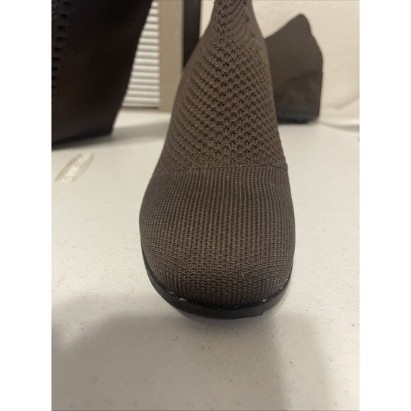 Eileen Fisher Kasana Chocolate Brown Knit Wedge Boots Mesh Stretch VNC 6.5 - Picture 5 of 11